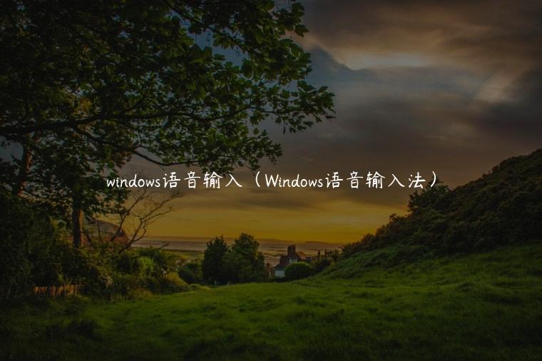 windows语音输入（Windows语音输入法）